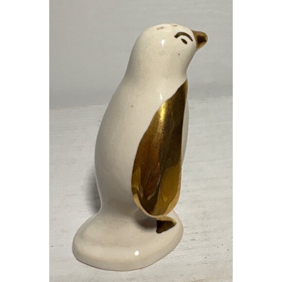 Ceramic Penguin Salt Shaker With Gold Accents - Picture 2 of 7